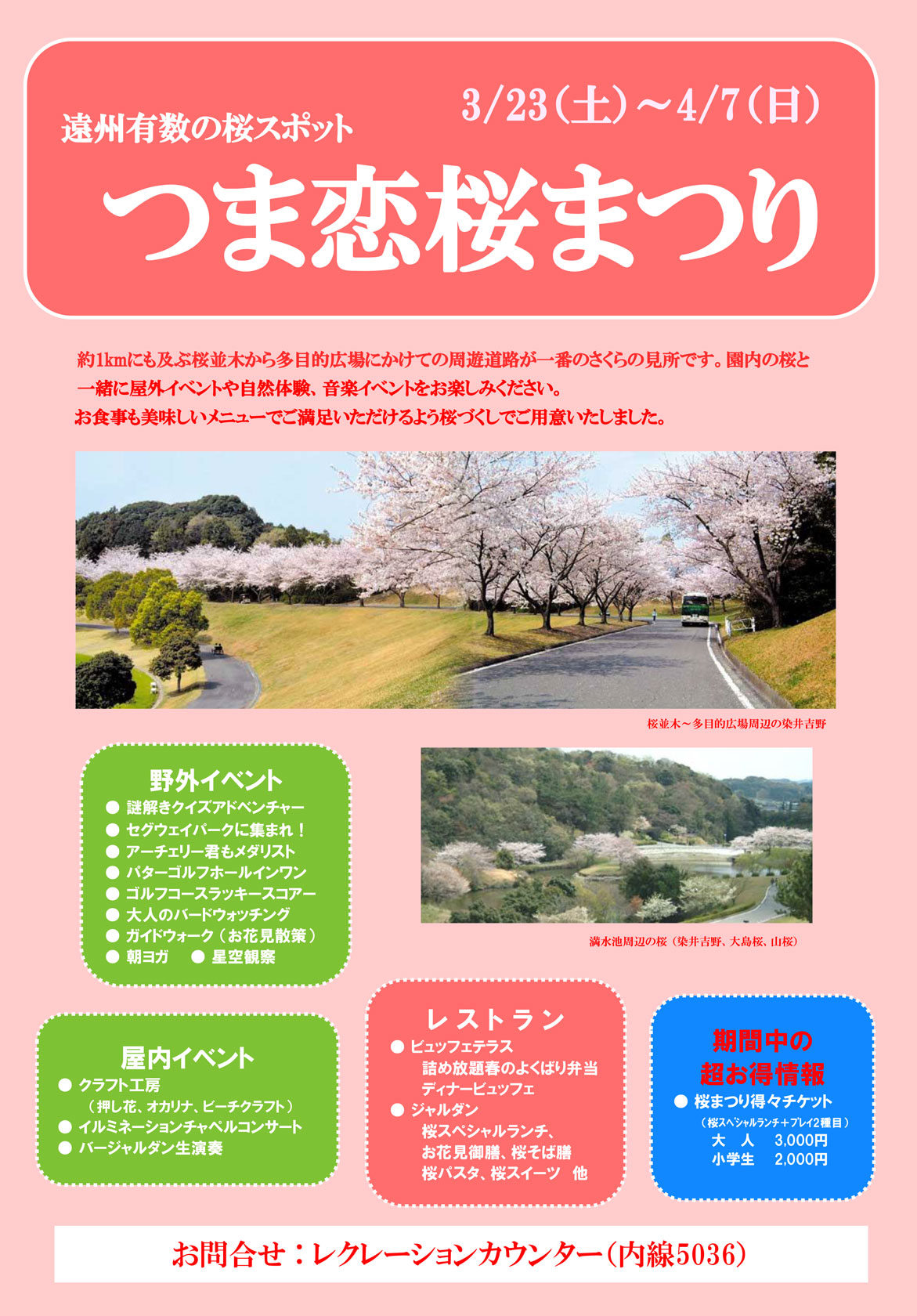 3月23日(土)～4月7日(日)開催！つま恋の桜まつり